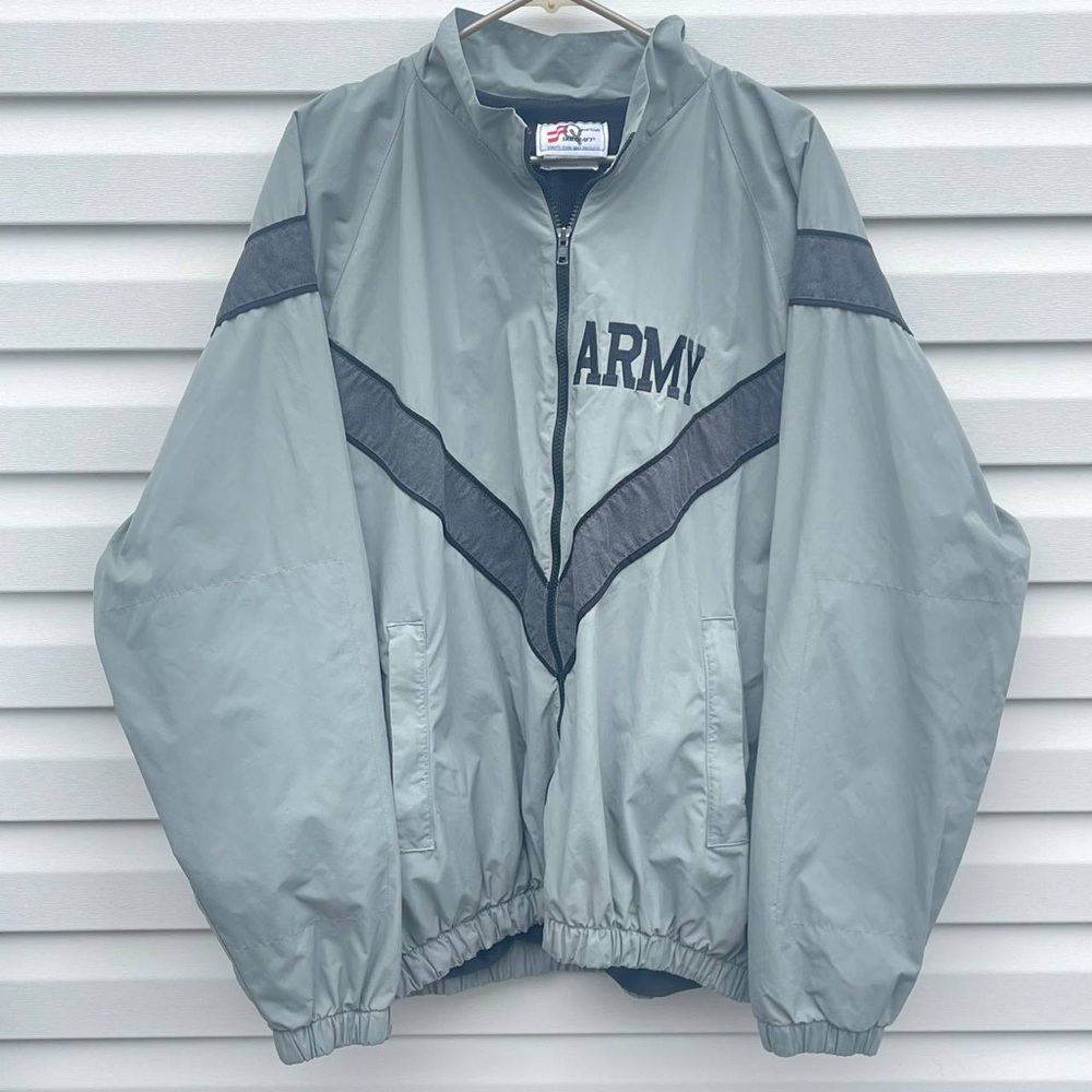 US‎ Army Jacket Mens Large Tall Gray PT Military Windbreaker Waterproof Full Zip